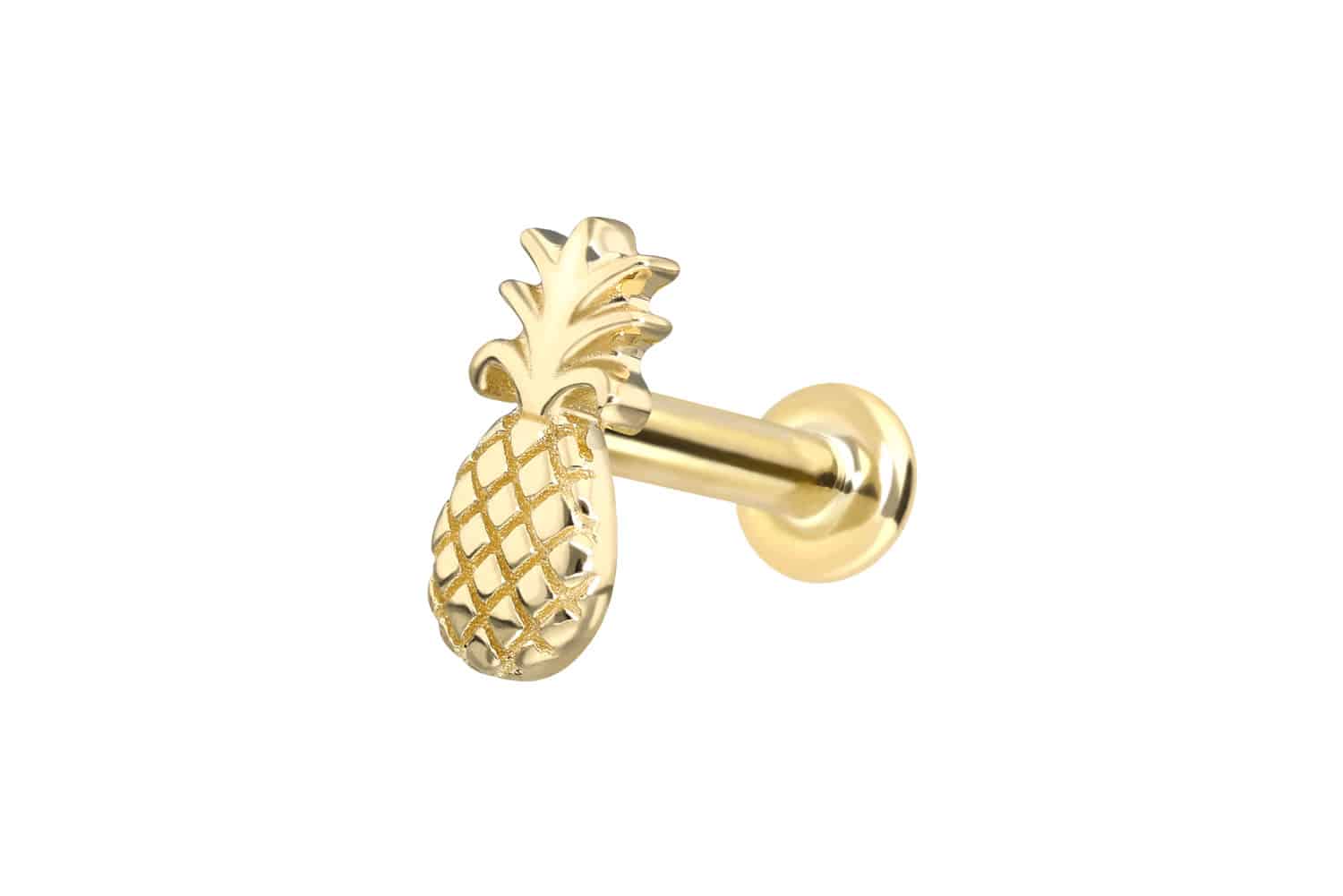 14 Karat Gold Labret Piercing mit Innengewinde ANANAS